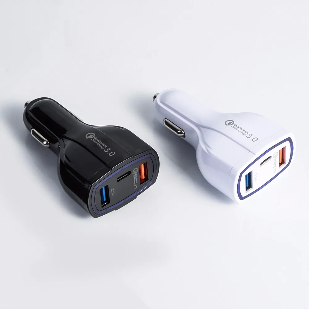SOONHUA QC3.0 USB Автомобильное зарядное устройство смарт автомобильное зарядное устройство адаптер двойной USB+ type-C 3 порта быстрая зарядка автомобильное зарядное устройство для мобильного телефона s
