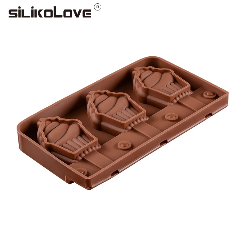 SILIKOLOVE силиконовая форма для изготовления мороженого формы торта DIY Kithchen домашние Формы Для Мороженого 3 полости с деревянными палочками безопасный антипригарный