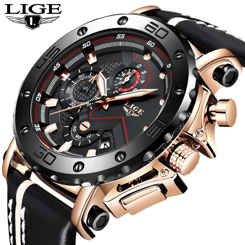 Человек смотреть 2018 Relogio Masculino LIGE Chronographe Hommes Montre мужские военные спортивные часы