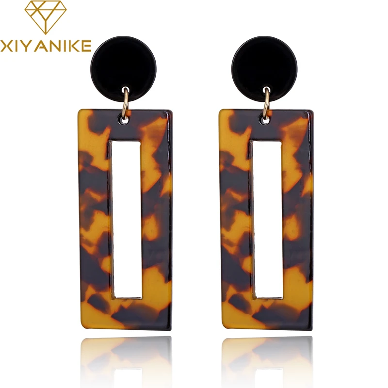 XIYANIKE 2018 Новые квадратные акриловые Висячие серьги для девочек Винтажные висячие