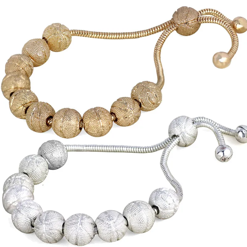 Слайд Баскетбол регулируемый браслет золото Цвет Талисманы Браслеты для Для