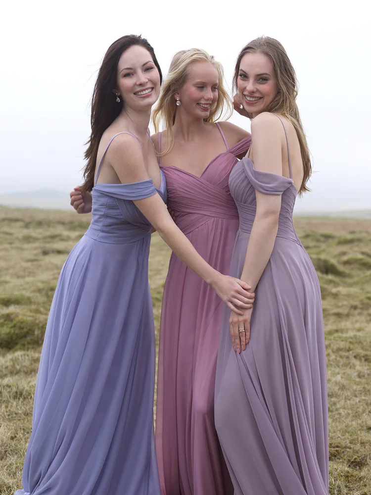Off The Shoulder Chiffon Bridesmaid Dresses Long 2019 Robe Demoiselle D'honneur Spaghetti Straps A Line Wedding Guest | Свадьбы и