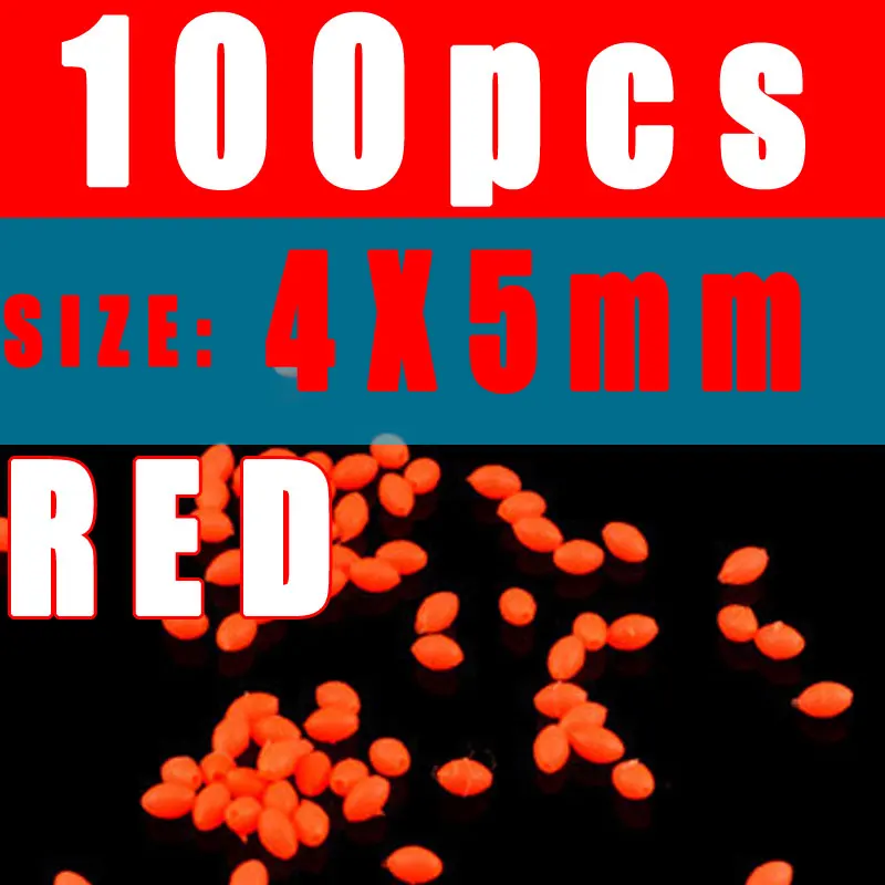 red 4X5 Wifreo 100 шт. овальные мягкие руберские светящиеся бусины для рыбалки светящиеся бусины для яиц летающие тройные Крючки рыболовные снасти Светящиеся Зеленые и красные - Цвет: red 4X5