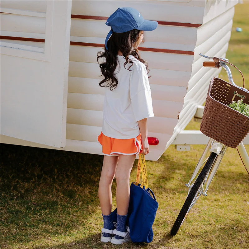 Модный крутой спортивный стиль шорты для девочек летний комплект одежды новинка