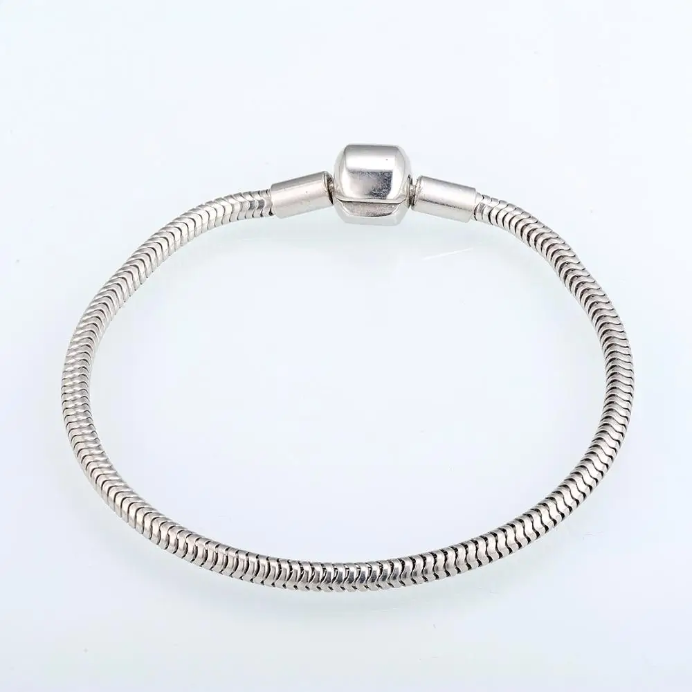SANTUZZA 925 пробы Серебряный Змеиный браслет-цепочка подходит для шармов и бусин чистый серебряный браслет-цепочка модное ювелирное изделие