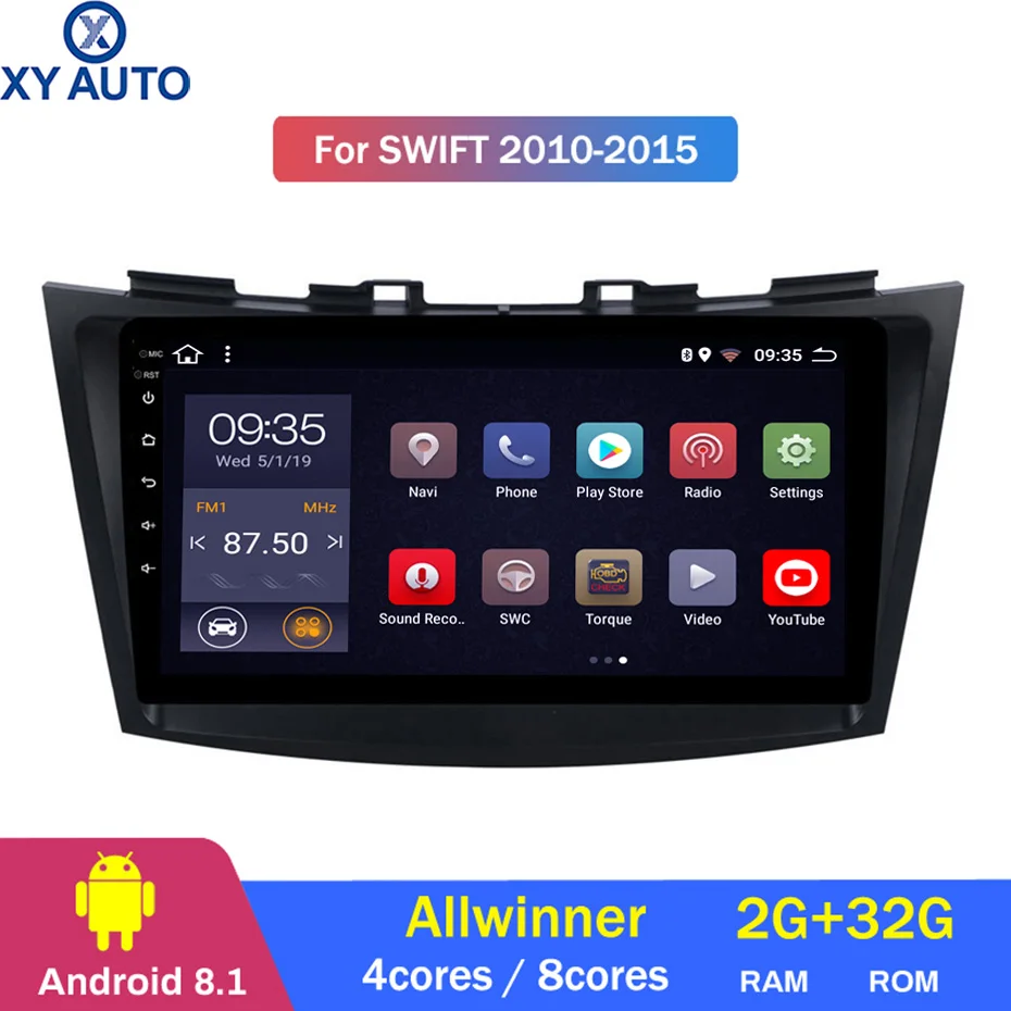 9 дюймов 2.5D ips HD Мульти-сенсорный экран Android8.1 2G ram 32G rom NAVI для Suzuki Swift Ertiga 2010- с Bluetooth USB wifi