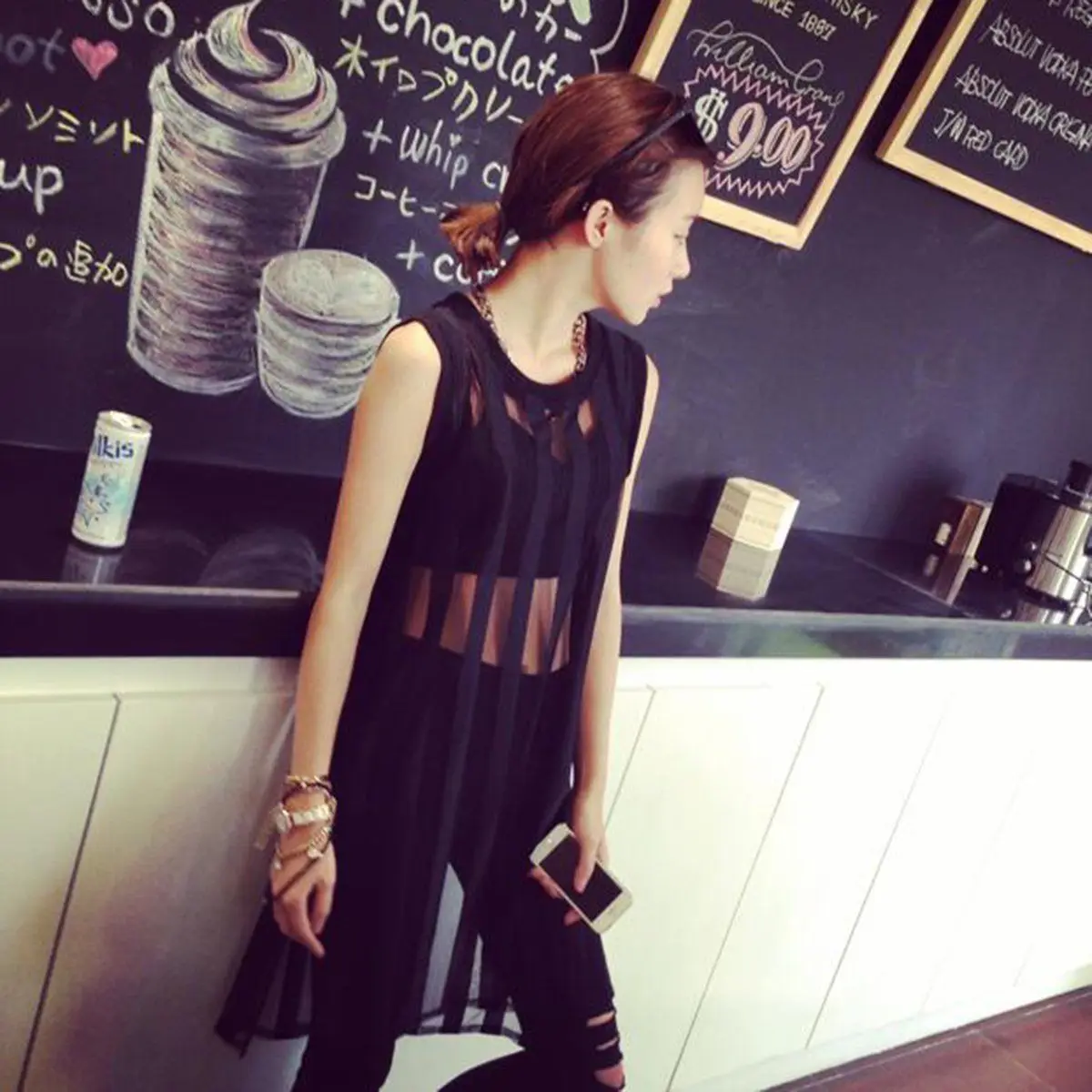 Для Женщин Длинный топ на бретелях летнее Сетчатое платье без рукавов вечерние в