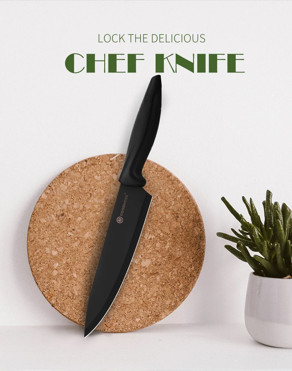 Кухонные ножи COOBNESS, профессиональный нож шеф-повара, нож Santoku, овощерезка, ножи, слайсер для нарезки сосисок, 3Cr13, стальные Черные ножи, наборы