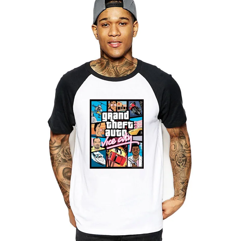 Дропшиппинг Grand Theft Auto Vice City футболка GTA футболки игровые мужские большой высокий