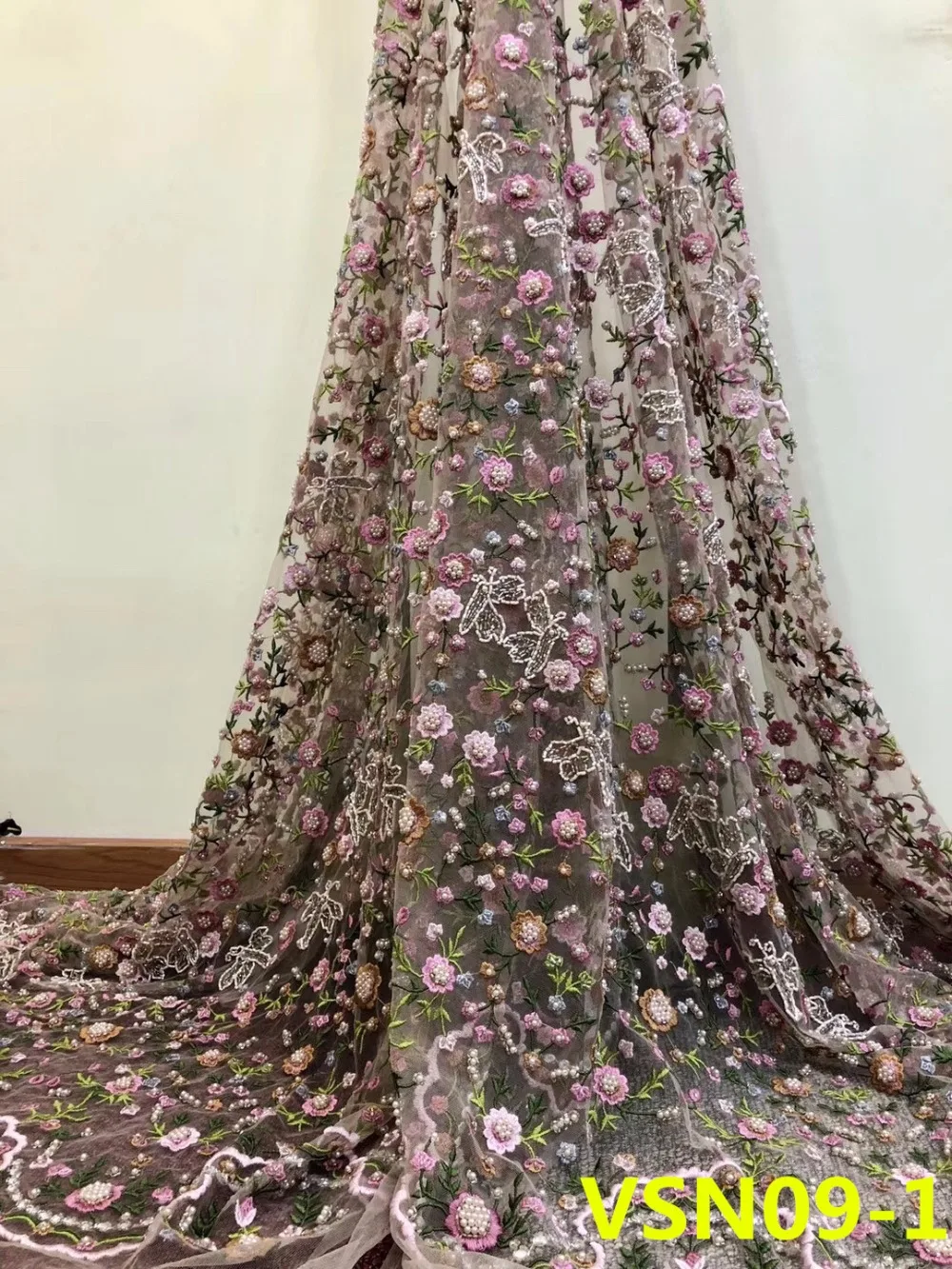 Оптовая продажа африканская швейцарская сетка кружева 3D цветок бисером Тюлевая