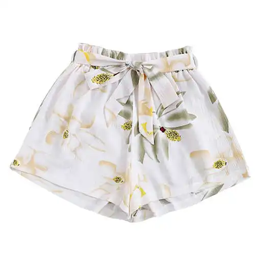 WH JAYCOSIN Women Clothes Shorts Sexy Plus Size Foral Printed Bow Bandage Shorts Female Elastic Waist Loose Wide Leg Shorts Ladies - Цвет: WH