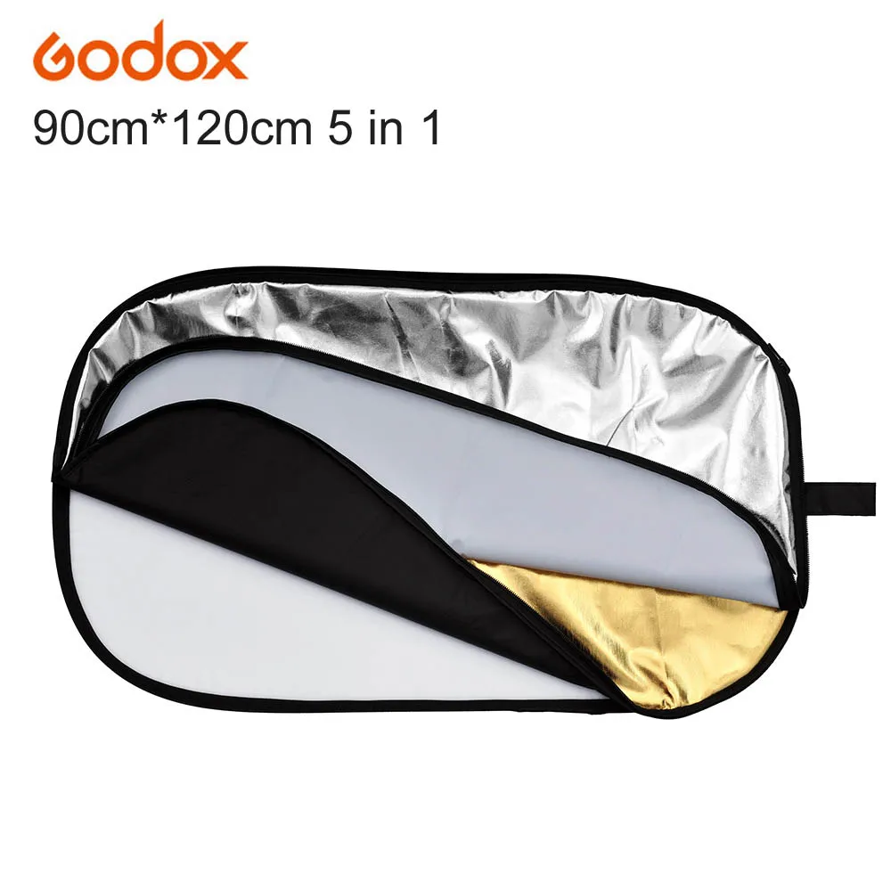 Портативный складной светоотражатель Godox 5 в 1 Овальный для фотостудии 90x120 см/35x47
