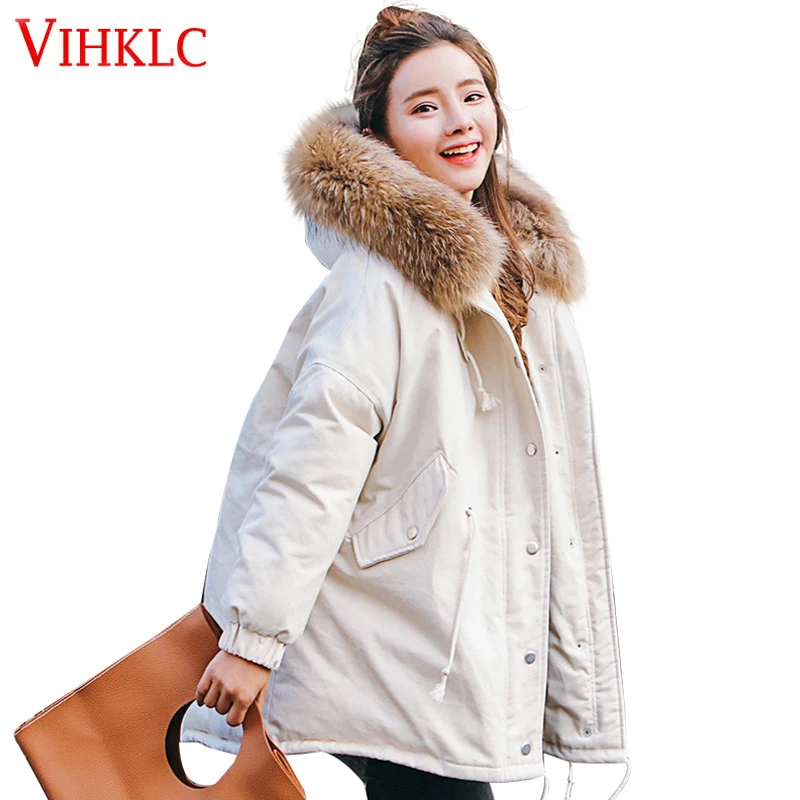 Vihklc Новинка 2017 года зимняя куртка Для женщин Пальто для будущих мам натуральной