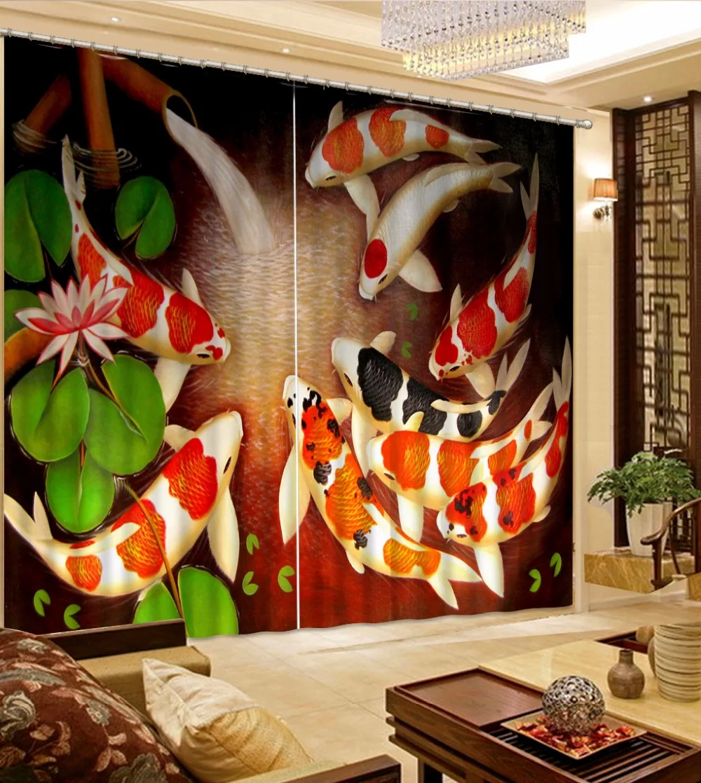 Шторы блэкаут в виде рыбок 3D занавески современном стиле для спальни роскошные