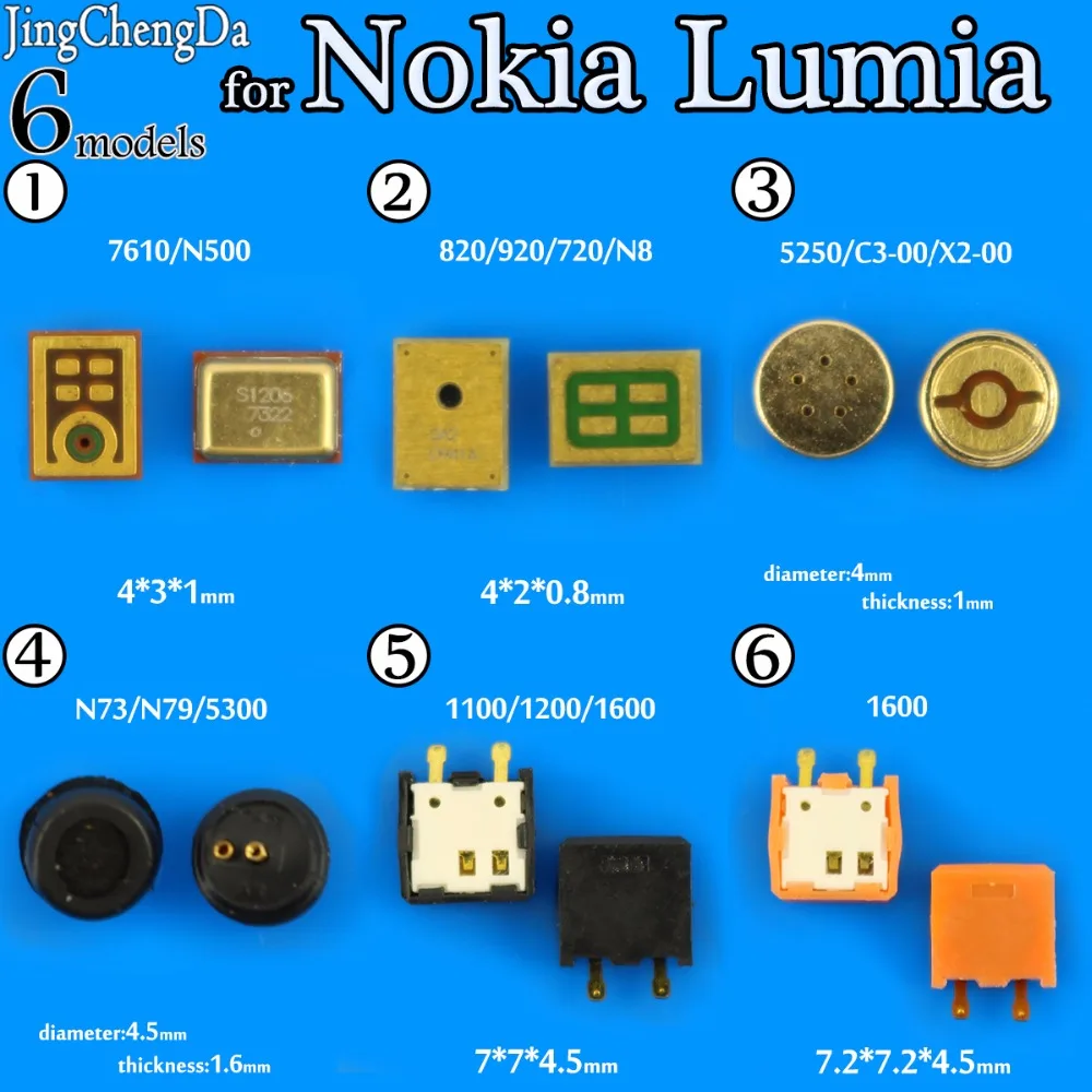 JCD 6 моделей микрофона Внутренний микрофон динамик для Nokia Lumia 7610/N500 1100/1200/1600 5250