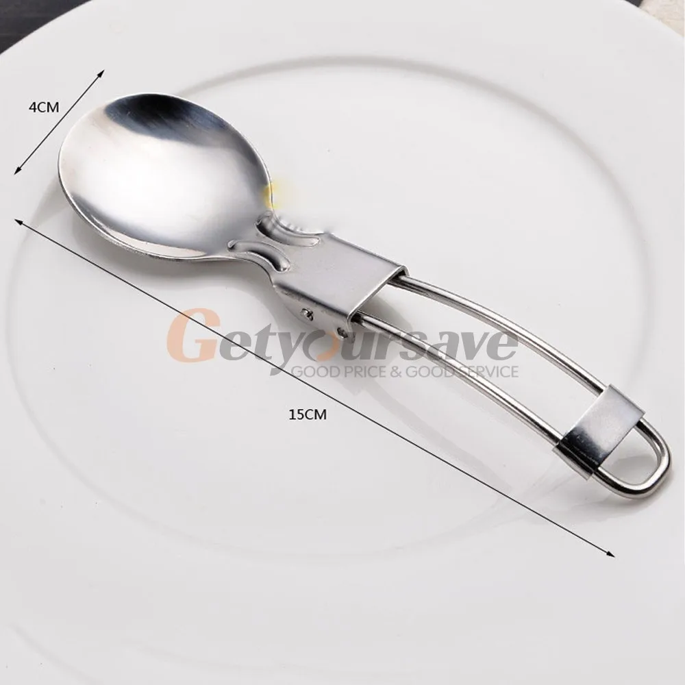 Путешествия Кемпинг Туризм пикника из нержавеющей стали Складная Ложка Вилка