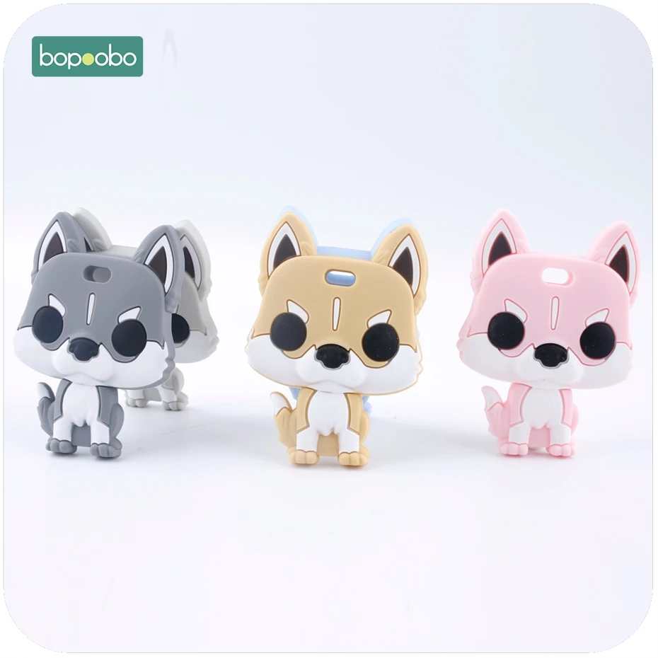 Bopoobo 1 шт., Детские аксессуары, силиконовая Подвеска для прорезывания зубов, собачка хаски, пищевые материалы, подвески для кормления, ожерелье, подвеска