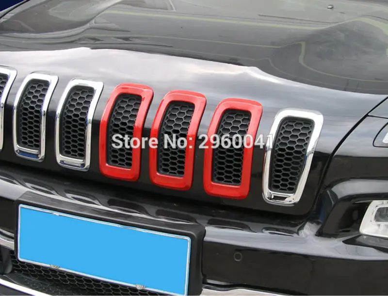 3 шт. для Jeep Cherokee 2014 up красный ABS 3D передняя вставка сетчатый гриль яркая круглая