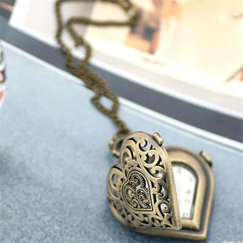 Лидер продаж 2017 новая мода женские карманные часы в форме сердца ожерелье с