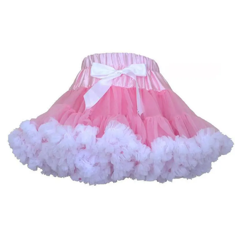 Pink And White Женская Подростковая мини-юбка, размеры s, m, l, шифоновая балетная одежда с рюшами, летняя женская юбка-пачка, Женская юбка для взрослых - Цвет: Pink And White