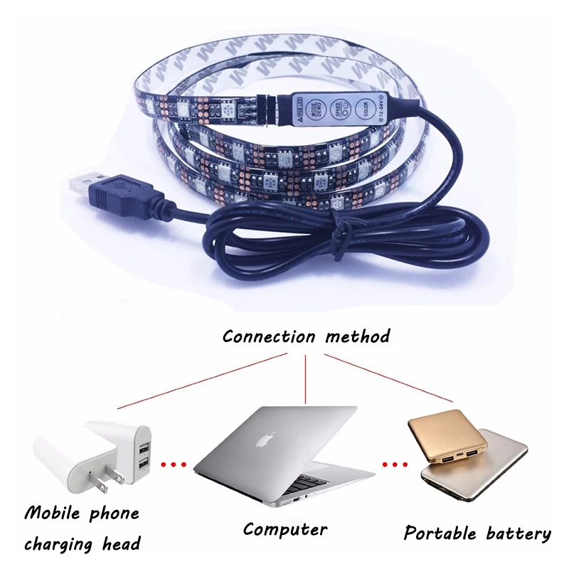 Водонепроницаемая светодиодная лента USB 5 в RGB лампа 5050 SMD 1 м 2 3 регулируемая