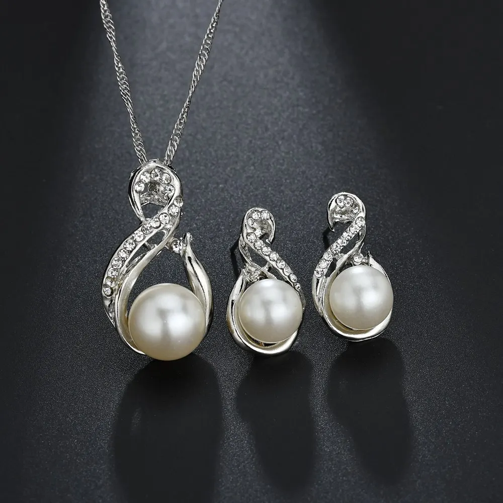 silver Terreau Kathy, Модный Ювелирный Набор, Свадебный Комплект украшений из искусственного жемчуга, Женское Ожерелье, набор, Bijoux collier brincos - Окраска металла: silver