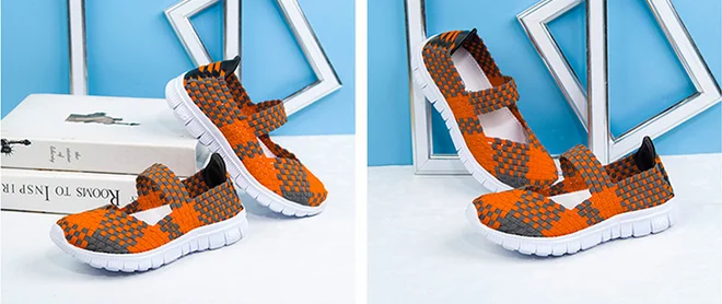 XEK Summer Women's Breathable Mixed-colors Sport Shoes Antislip Hand-made Weave Lightweight Flats Mother Gift Shoe GSS16 | Спорт и