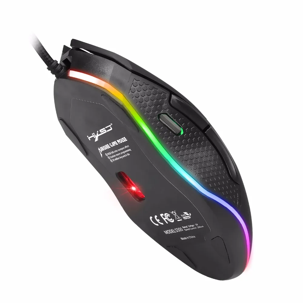 Игровая мышь проводная USB оптическая 4800 точек/дюйм RGB световая с подсветкой