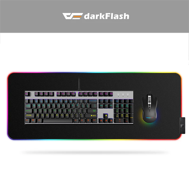 DarkFlash компьютерный коврик для мыши Проводная USB RGB разноцветная подсветка игровой коврик для мыши 300 мм* 800 мм Высококачественный нескользящий коврик для мыши для ноутбука