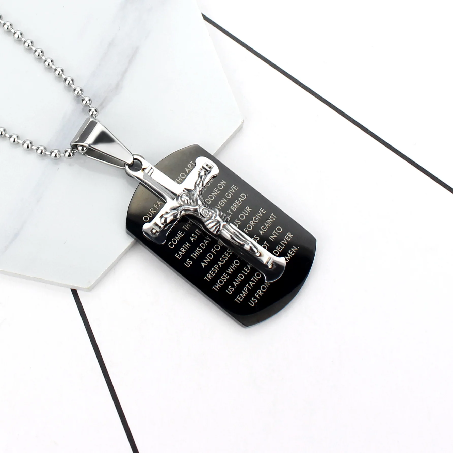 Модная подвесная бирка Иисуса из нержавеющей стали мужское ожерелье с надписью