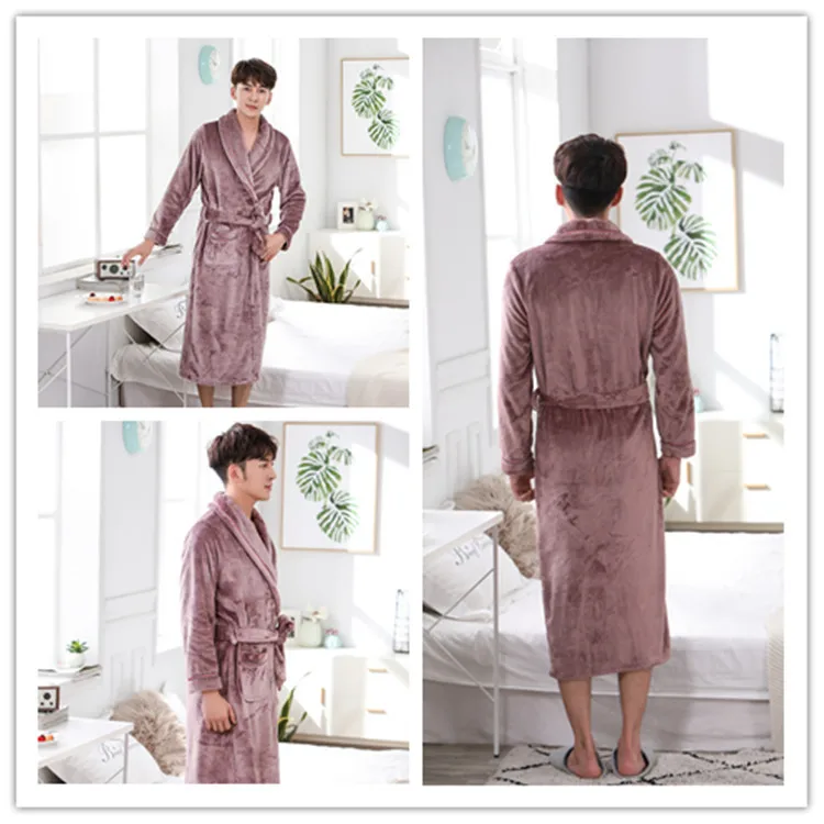 Женский и мужской длинный халат женское шелковое Фланелевое кимоно банный