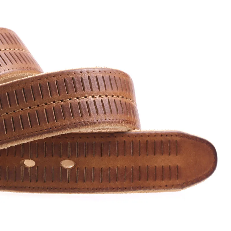 Мужские ремни из натуральной кожи коричневые с классической пряжкой в подарок