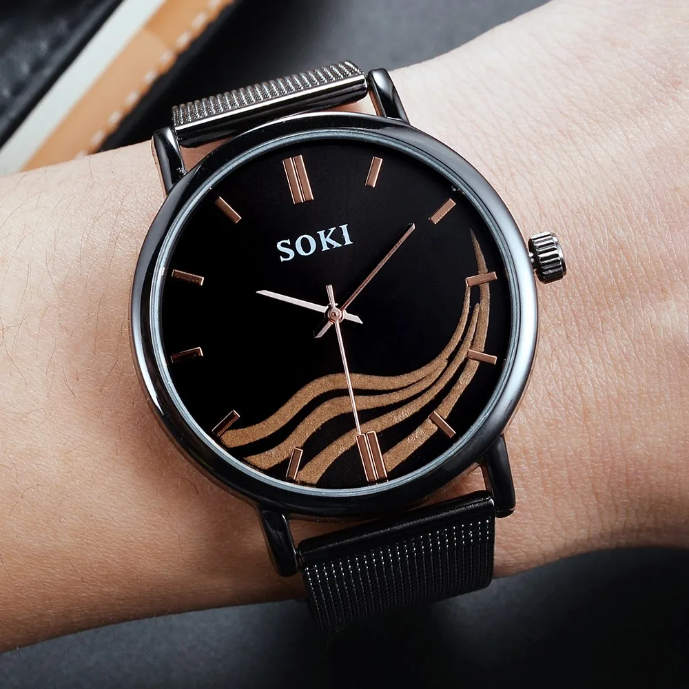 

Luxury Men Watches Daily Waterproof Business men watch Stainless Steel Mesh belt quartz Casual wrist watches montre homme A3