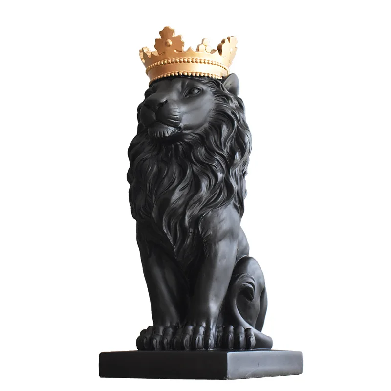 

INS Resin Royal Crown Lion Sculpture Lion King Statue Home Animal Mascot Constellation Decor Ornament Craft