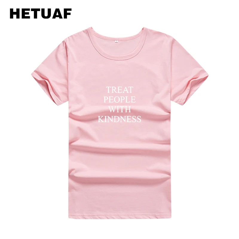 Женская футболка с принтом HETUAF TREAT PEOPLE WITH KINDNESS летняя в стиле Харадзюку