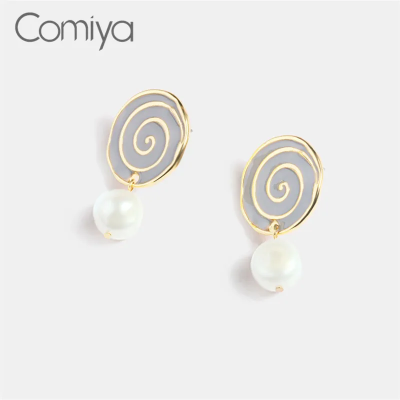 Comiya, висячие серьги для женщин, цинковый сплав, большая круглая эмалированная подвеска, индийский бохо, акриловый жемчуг, женские длинные висячие серьги, подвески
