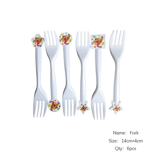 Fork 6pcs Набор для украшения улицы кунжута, Элмо, Берта, большой птицы, Детские вечерние украшения на день рождения, вечерние принадлежности - Цвет: Fork 6pcs