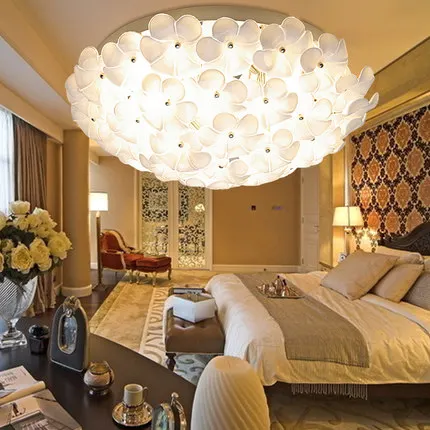 Modern Remote control Surface Mounted LED Ceiling light Flower Shape Rustic Glass Light fixture For Dining Room Foyer | Лампы и