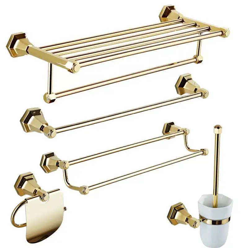 Набор аксессуаров для ванной комнаты из твердой латуни настенный набор