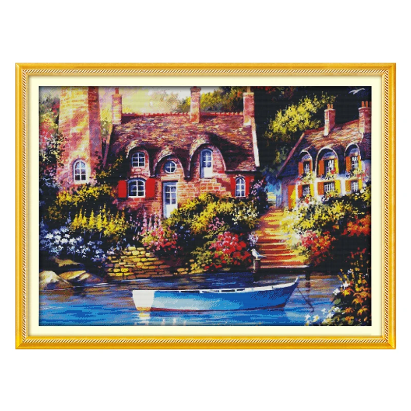 Joy Sunday перекрестная вышивка Сказочный коттедж живописный DMC14CT11CTcottonfabric гостиная