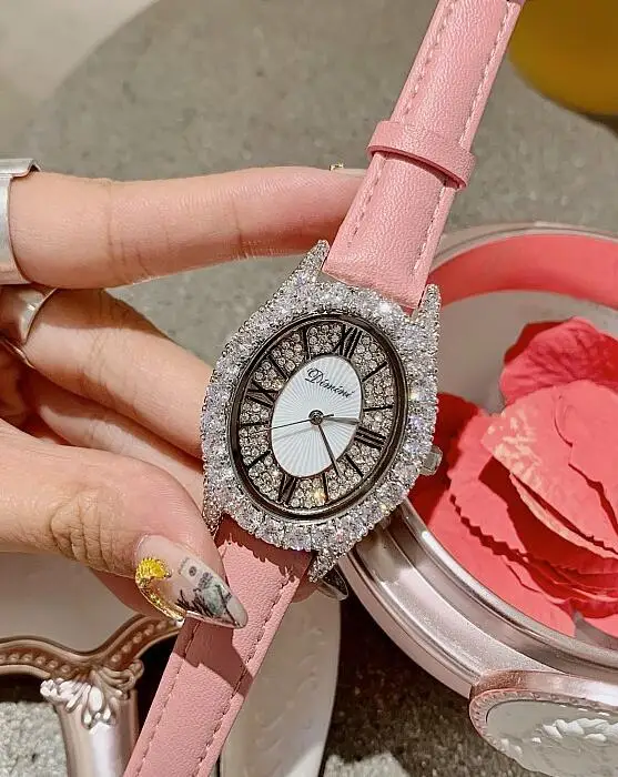 silver pink band Топ бренд Роскошный алмазов наручные ручной Кристалл Мода кварцевые часы для Для женщин Стильные дамы девушки часы - Цвет: silver pink band