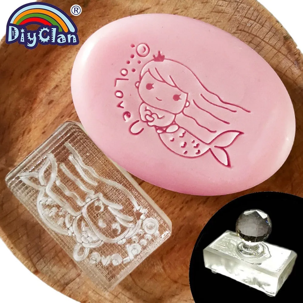 Русалочка натуральное мыло Марка ручной работы плесень прозрачный Diy Натуральное органическое декоративное мыло изготовление головы любовь резиновые, акриловые Chapters3Z0232RY - Цвет: Stamp with handle