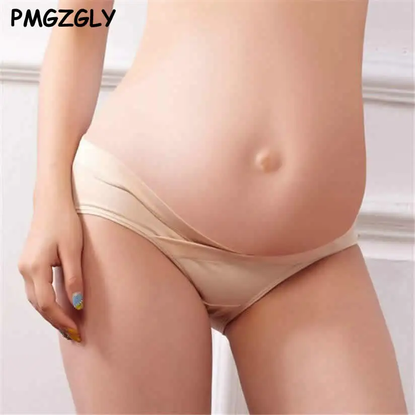Ropa interior de algod&oacute;n para mujeres embarazadas, bragas de maternidad de cintura baja en forma de U, lote de 4 Uds.-5