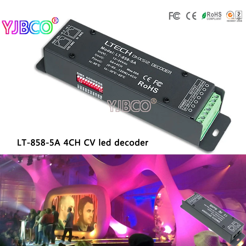 Светодиодный контроллер фирмы ltech LT 858 5A 4CH dmx DC12 24V вход * CH Max 20A выход для