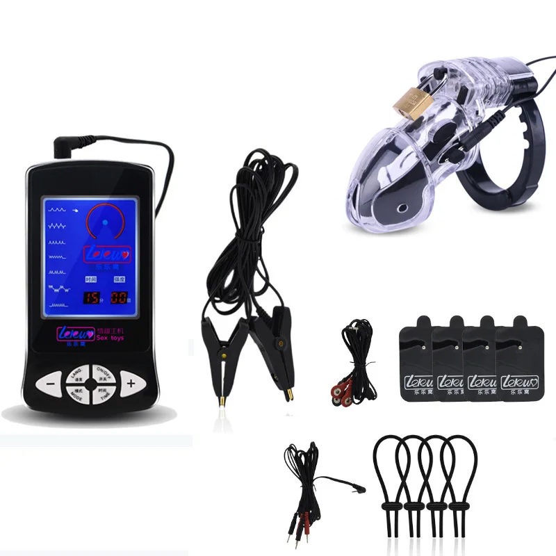 SM Electro Shock CB6000 Chastity Device Cock Cage For Man Electric Nipple Clamps Male Penis Ring Lock Belt Sex Toys | Красота и