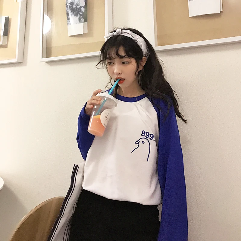 Женская футболка YouGeMan сезон весна-осень 2021 в Корейском стиле с принтом Ulzzang Harajuku