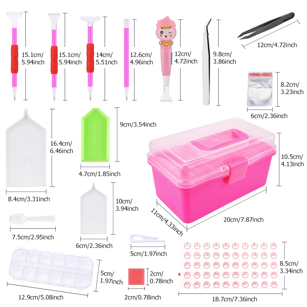

117pcs/set Diamond Embroidery Accessories 5D DIY Diamond Painting Cross Stitch Tool Full Kit Rhinestones Boxes Pen Dots
