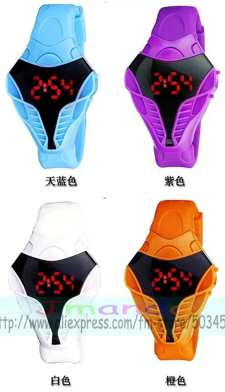 100 шт./лот крутые светодиодные силикон часы красный свет цифровые наручные