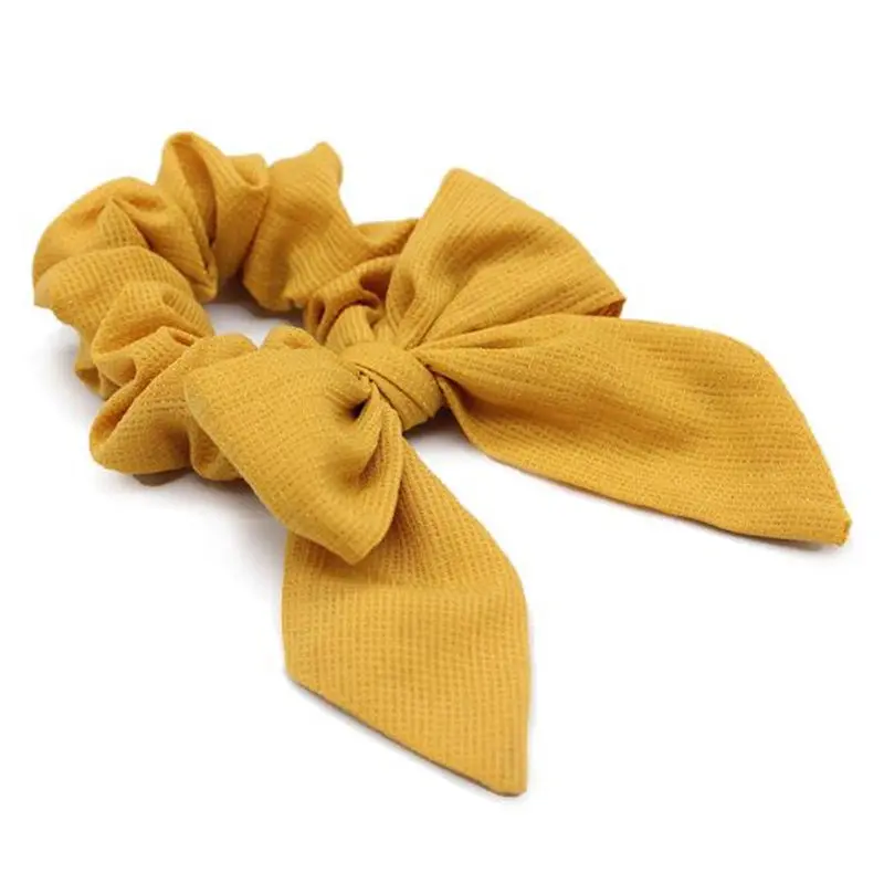 

2Pcs Solid Color Chiffon Scrunchies Wholesale Elastic Hairband Bow Ponytail Holder Ladies Headband Girls Women Hair Accessories