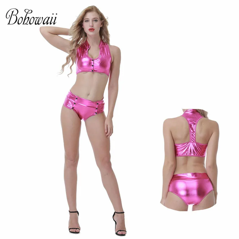 

BOHOWAII Women's Sexy PU Leather Sexy Cosplay Costume Helloween Deguisement Femme Clubwear Oktoberfest Dress